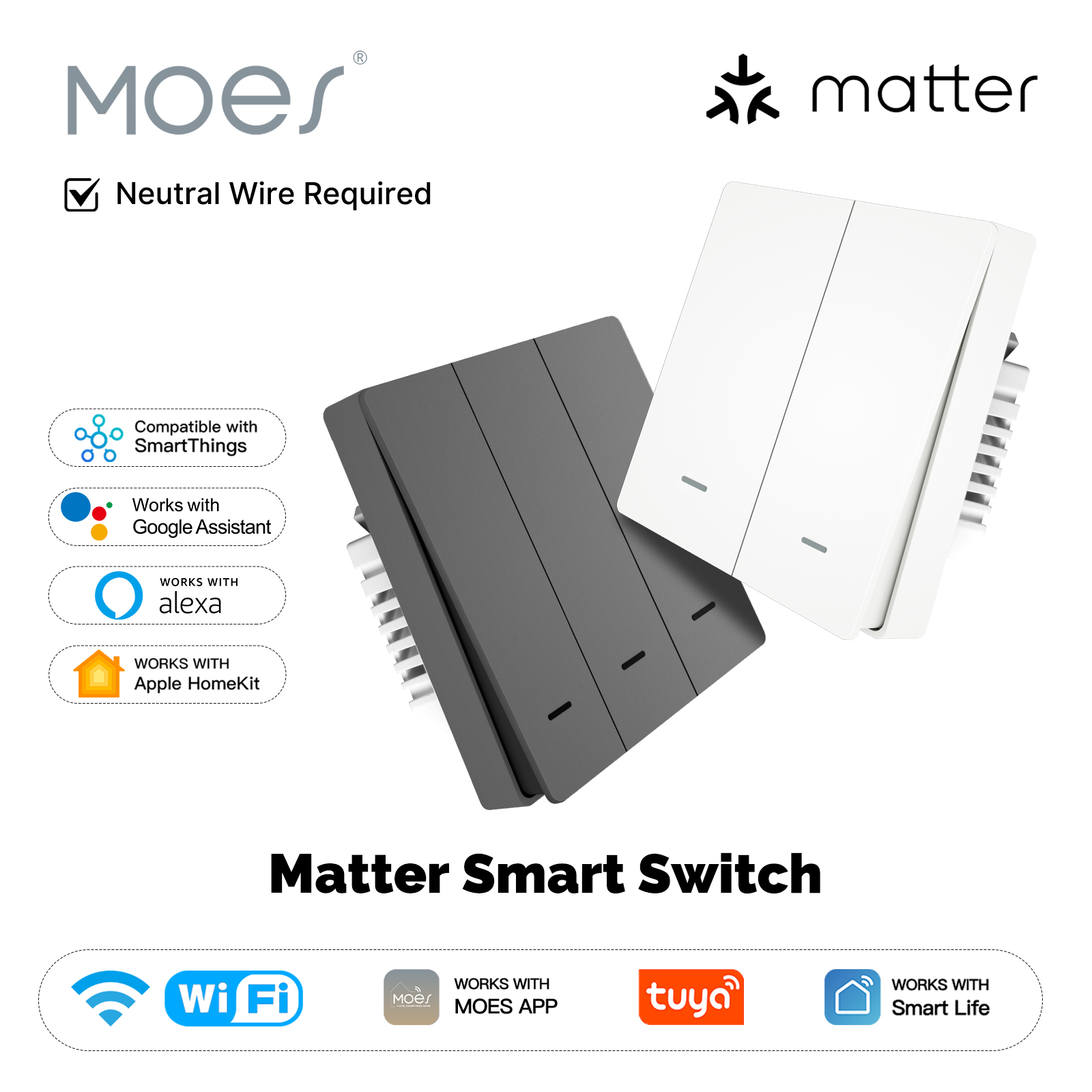 Diy Home Electronics - MOES Matter Tuya WiFi bouton lumineux